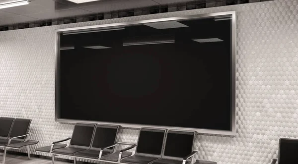 Panoramatický Billboard Podzemní Zdi Metra Mockup Shromažďování Reklam Vlakovém Nádraží — Stock fotografie