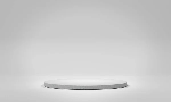Weißer Bühnenpodest Hintergrund Attrappe Einer Leeren Kreisförmigen Plattform Auf Weißem — Stockfoto