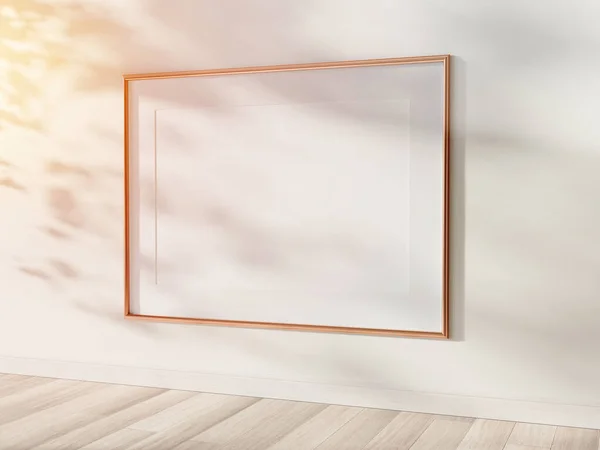 Goldener Rahmen Hängt Heller Innenattrappe Vorlage Eines Bildes Gerahmt Auf Stockbild