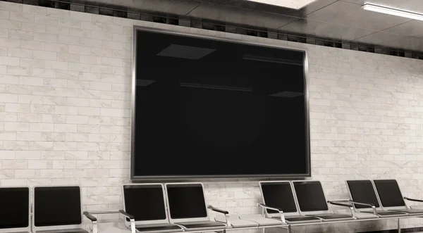 Горизонтальний Білборд Підземній Стіні Метро Mockup Реклама Стіні Залізничної Станції — стокове фото