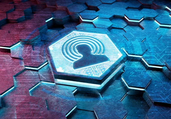 Benutzer Icon Konzept Auf Blauem Und Rosa Metall Sechseckigen Fußboden Stockfoto