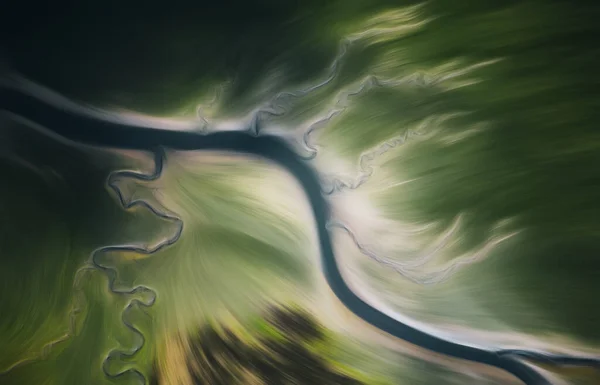 Abstract Green Blur Texture Effect Blurred Veins Water Stream Backdrop — 图库照片