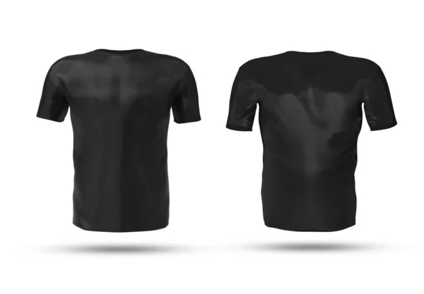 Isolated Black Shirt Shadow Mockup Template Empty Jersey White Background —  Fotos de Stock