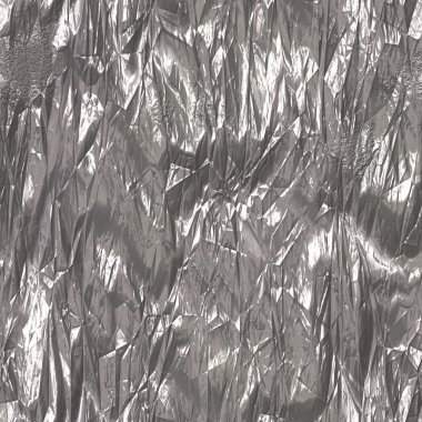 buruşuk gümüş folyo arka plan - Dikişsiz doku mükemmel 3d modelleme ve işleme