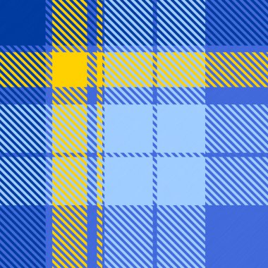 parlak mavi ve sarı tartan doku - Dikişsiz doku mükemmel 3d modelleme ve işleme