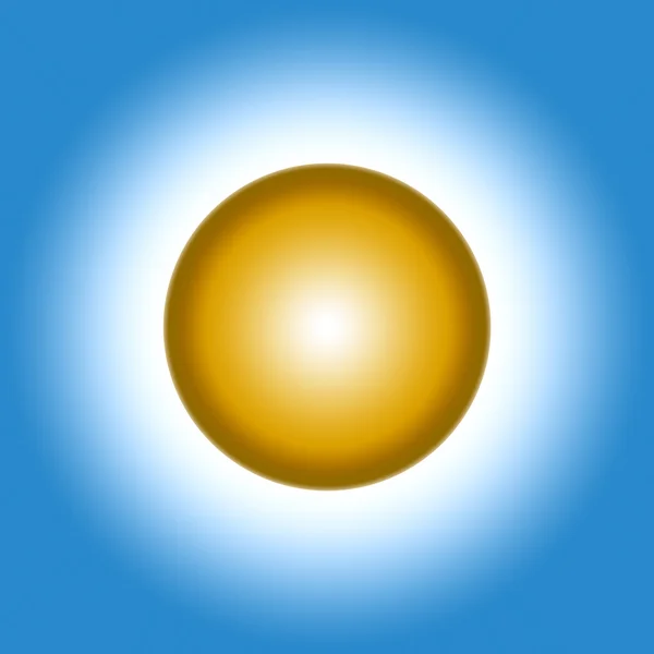 Mavi bir arka plan üzerinde yumuşak parlak altın top — Stok fotoğraf