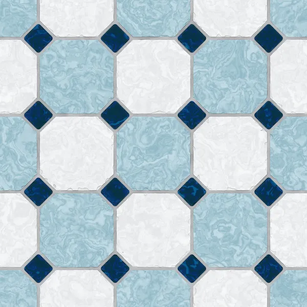Blue and white ceramic tile kitchen floor - seamless texture perfect for 3D modeling and rendering — Stock Photo, Image