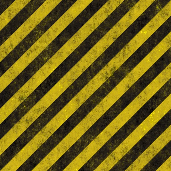 Old grungy yellow hazard stripes on a black metal plate - seamless texture perfect for 3D modeling and rendering — Stock Photo, Image