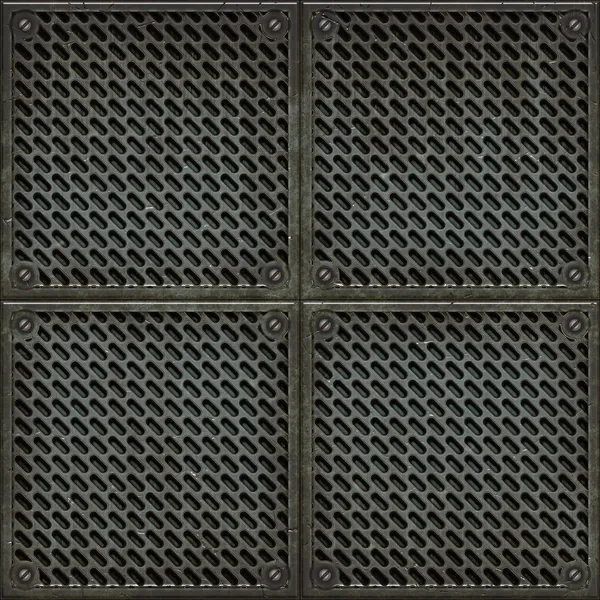 Robusta textura de piso de rejilla metálica antideslizante con arañazos y marcas de óxido, perfecta para modelado y renderizado en 3D Imagen de stock