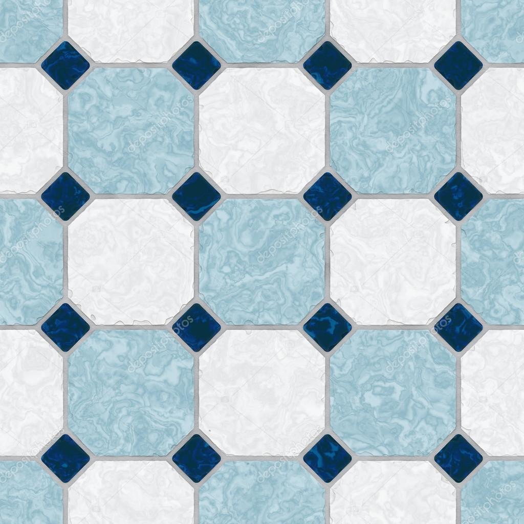 Blue and white ceramic tile kitchen floor - seamless texture perfect for 3D modeling and rendering
