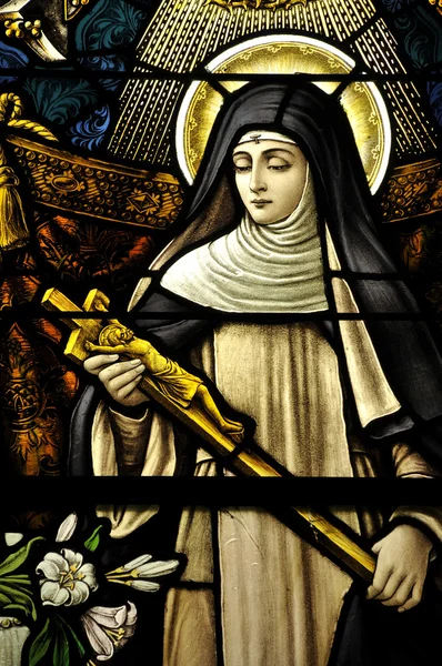 vitray pencere St monica huzurlu dua İsa'nın haç holding