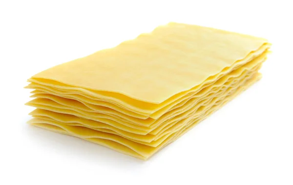 Okokt lasagne pasta isolerad på vit bakgrund — Stockfoto