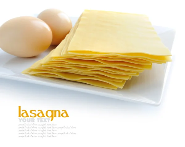 Uncooked lasagna pasta — Stock Photo, Image