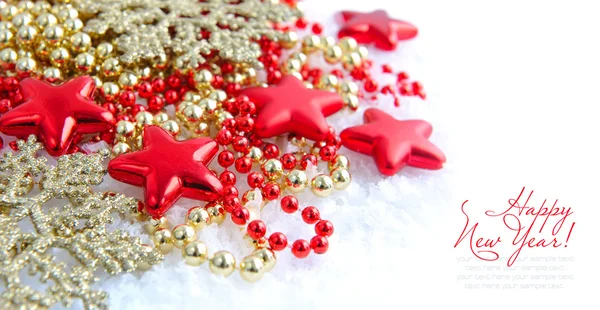 Juldekorationer av småsak är med stjärnor och exempeltext — Stockfoto
