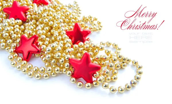 Christmas decorations of bauble are with stars and sample text — Stock Photo, Image