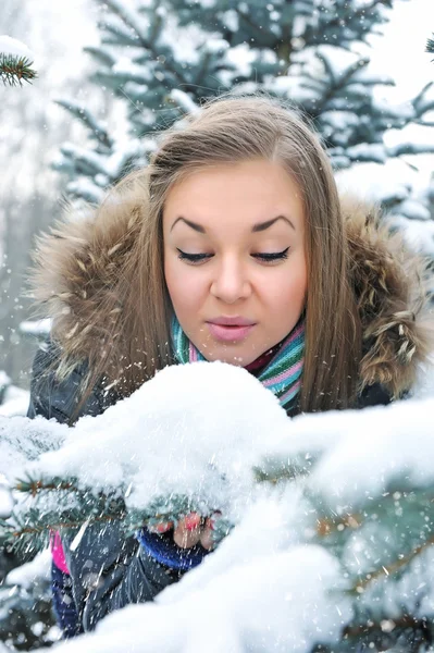 Giovane bella ragazza in inverno — Foto Stock