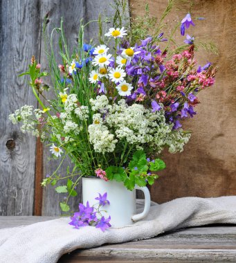 Beautiful bouquet of bright wildflowers clipart