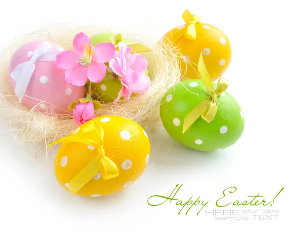 Colorful easter eggs on a white background — Stock Photo, Image