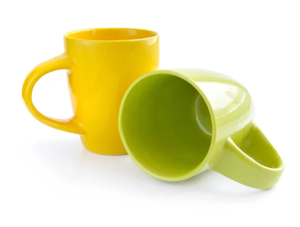 Duas xícaras de xícaras de chá no fundo branco — Fotografia de Stock