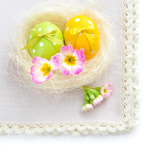 Colorful easter eggs - easter composition — Stock Photo, Image