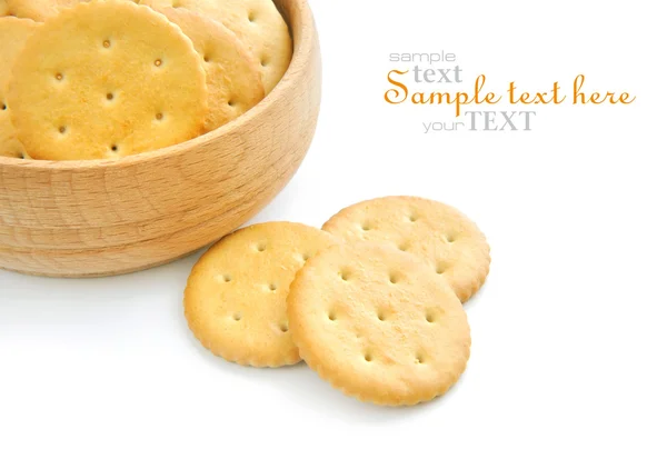 Galletas saladas sobre fondo blanco — Foto de Stock