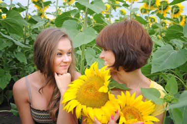 Ayçiçeği alan genç güzel kadın