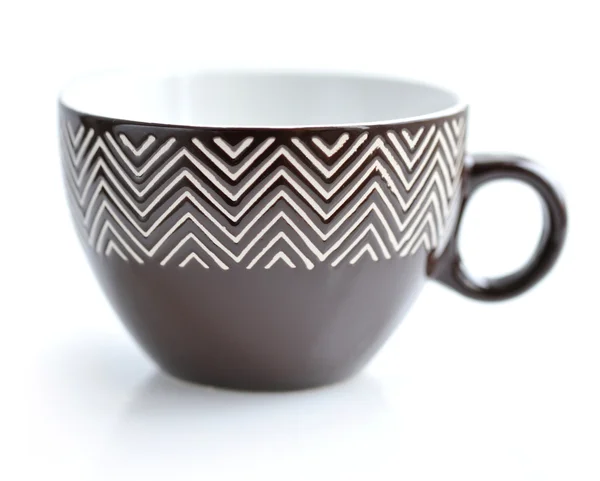 Tasse brune sur fond blanc — Photo