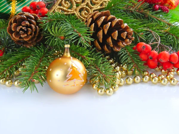 Christmas composition with the branches of fir and Christmas decoration — Stock Photo, Image