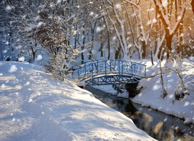 güzel kış manzara nehir ile