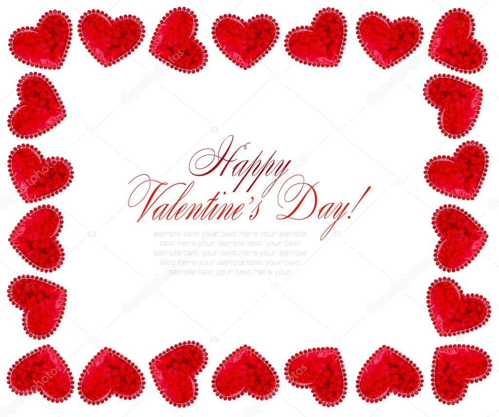 Red Hearts On White Background For Valentines Day, Valentines Card, Love