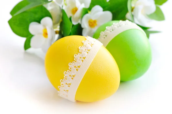 Colorful easter eggs on white background — Stock Photo, Image