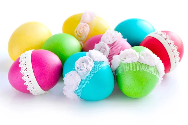 Colorful Easter Eggs isolated over white background — Stock Photo, Image