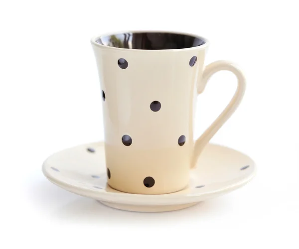 Taza de café y platillo aislado en blanco —  Fotos de Stock
