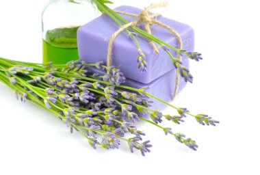 Aroma yağı, lavanta çiçekleri ile el yapımı Sabun