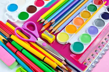 ofis ve öğrenci aksesuarları. geri okul kavramı