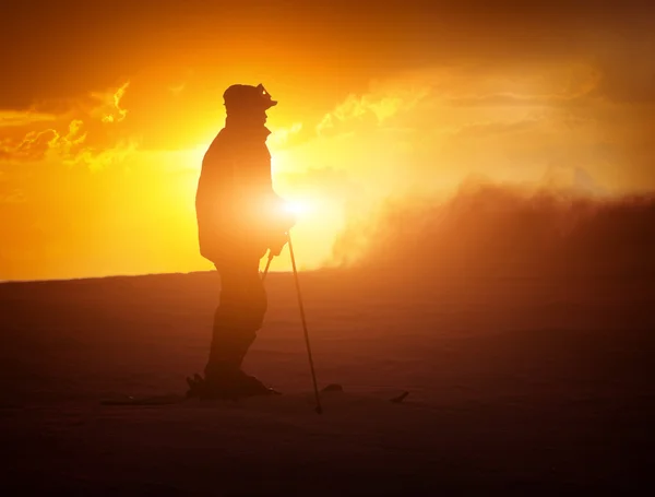 Skier at night — Stock Photo, Image