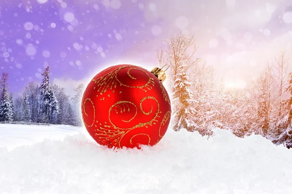 Red Christmas Ball on white — Stock Photo, Image