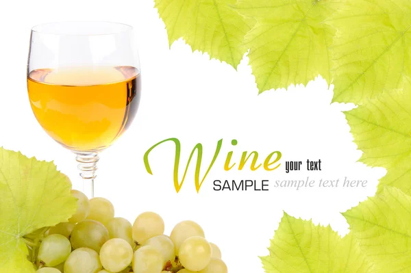 Branch of grapes and glass of wine — Stock Photo, Image