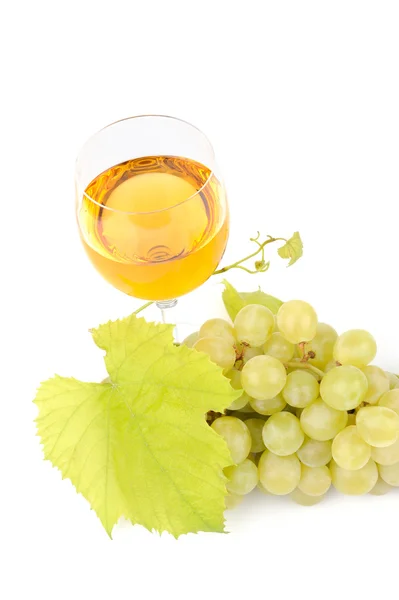 Branch of grapes and glass of wine — Stock Photo, Image