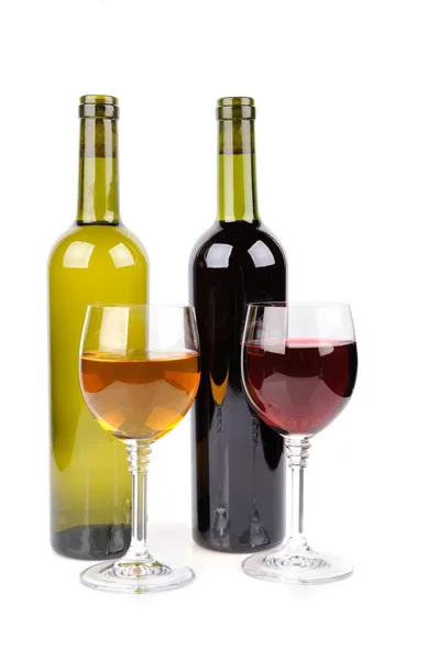 Glas vin och en flaska vin — Stockfoto