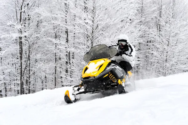 Mann auf Schneemobil — Stockfoto