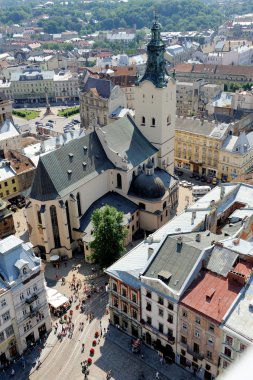 Lviv, Ukrayna katedralin Üstten Görünüm.