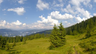 güneşli bir günde dağ manzarası