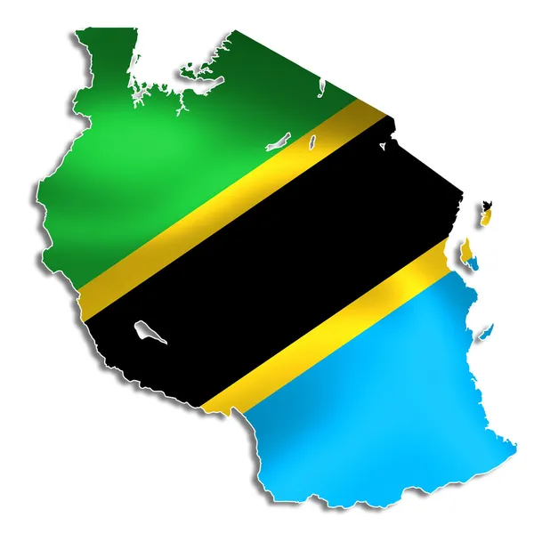 Карта Танзании с флагом — стоковое фото