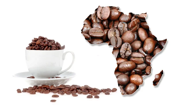 Kontynent afrykański, wykonany z ziaren kawy — Zdjęcie stockowe
