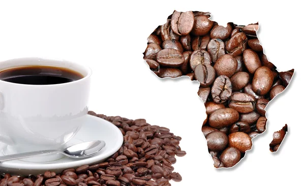 Continente africano hecho con granos de café Imágenes De Stock Sin Royalties Gratis