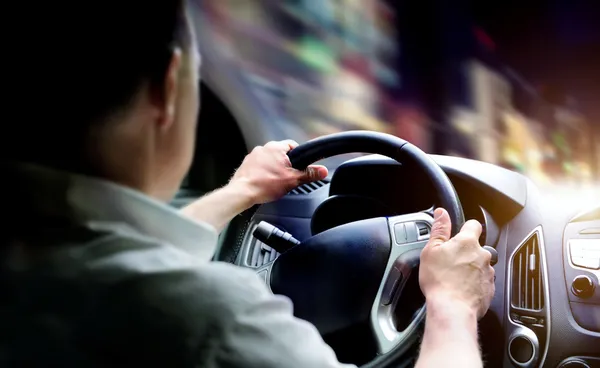 Driving a car at night — Stock Photo, Image