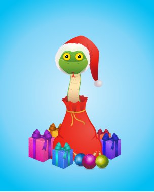 hediye ve balon ile bir çanta içinde yılan