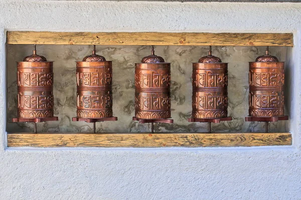 Buddhist Prayer Wheels Close — Stock Photo, Image