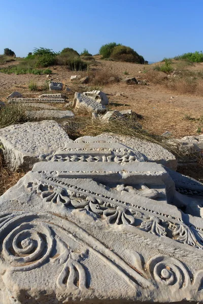 Dekoracja Pozostałych Marmurowych Ruin Starożytnego Miasta Side — Zdjęcie stockowe